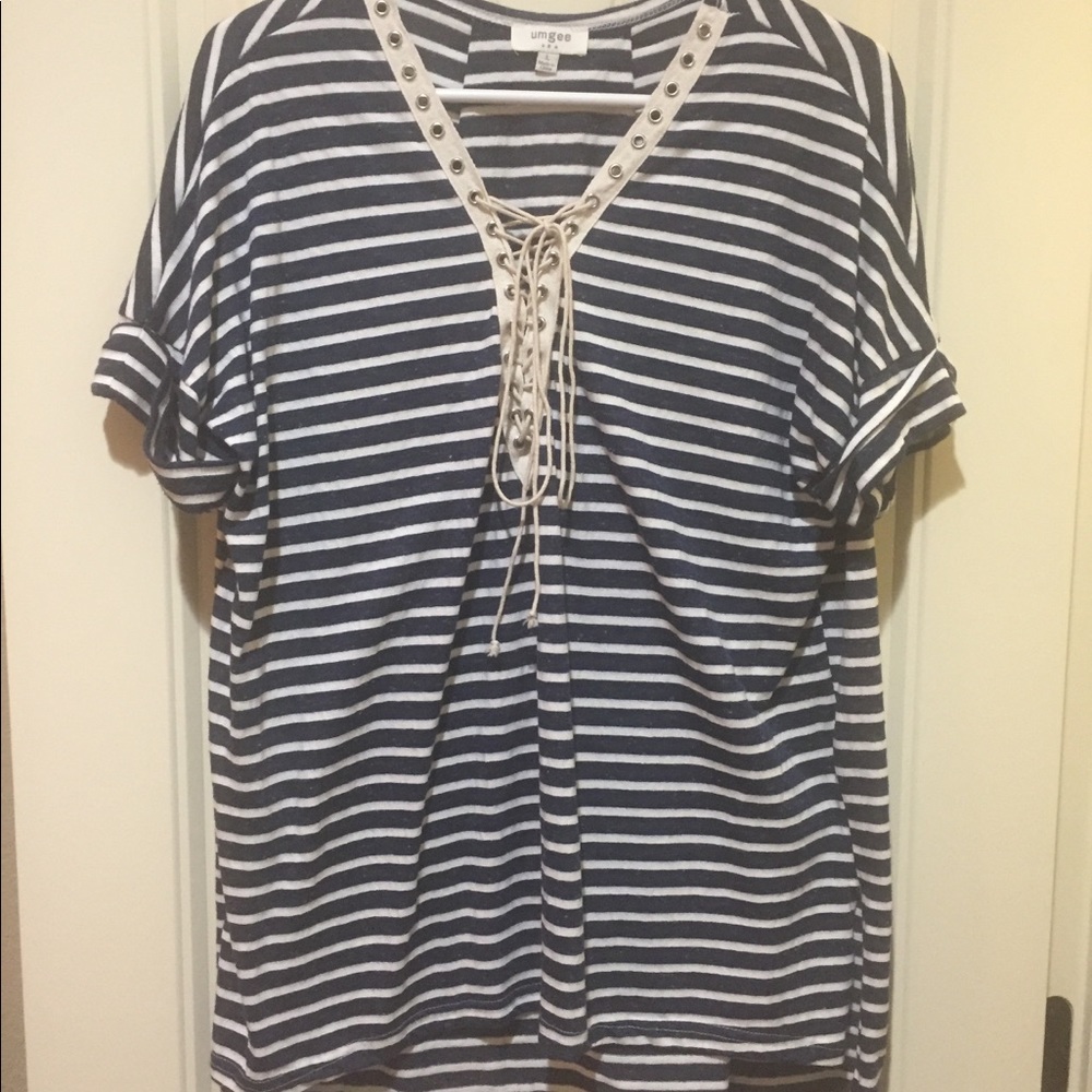 Navy and white striped top